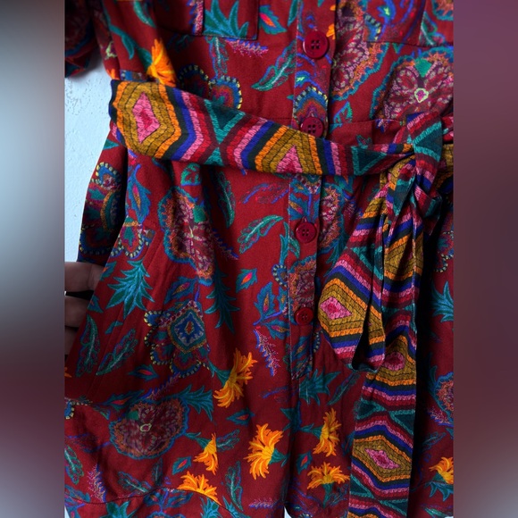 FARM RIO ANTHROPOLOGY Floral Red ROMPER - Picture 5 of 16